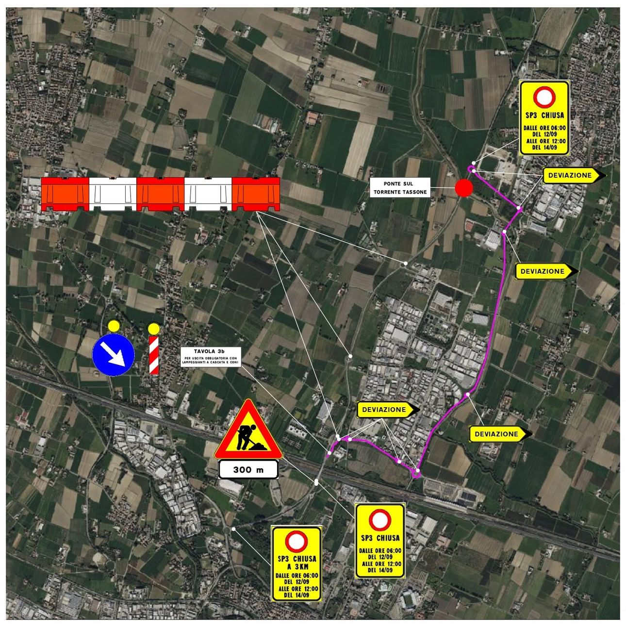 Mappa delle deviazioni durante la chiusura