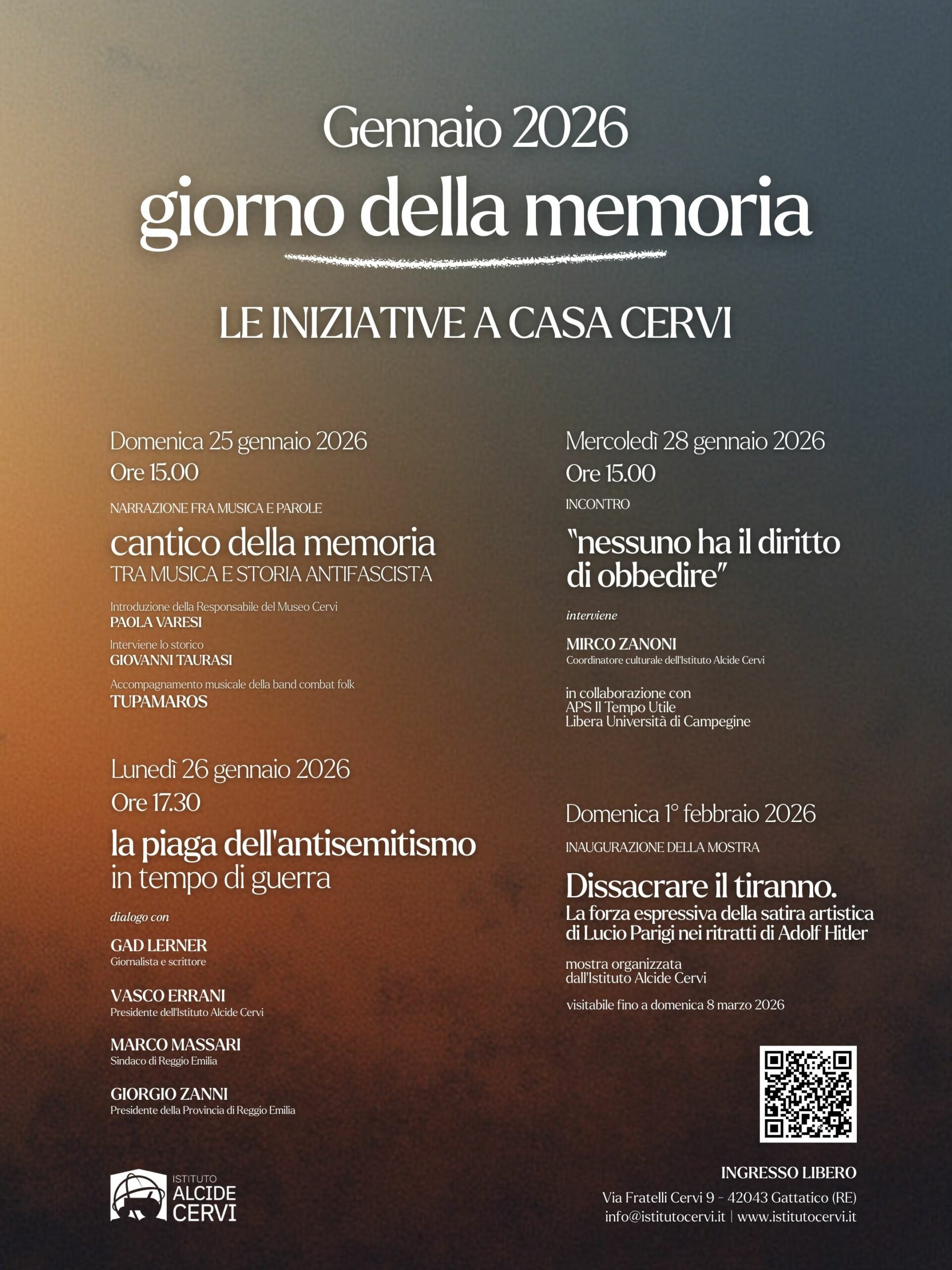 La locandina realizzata per promuovere la serie di eventi in occasioni della Giornata della Memoria 2026