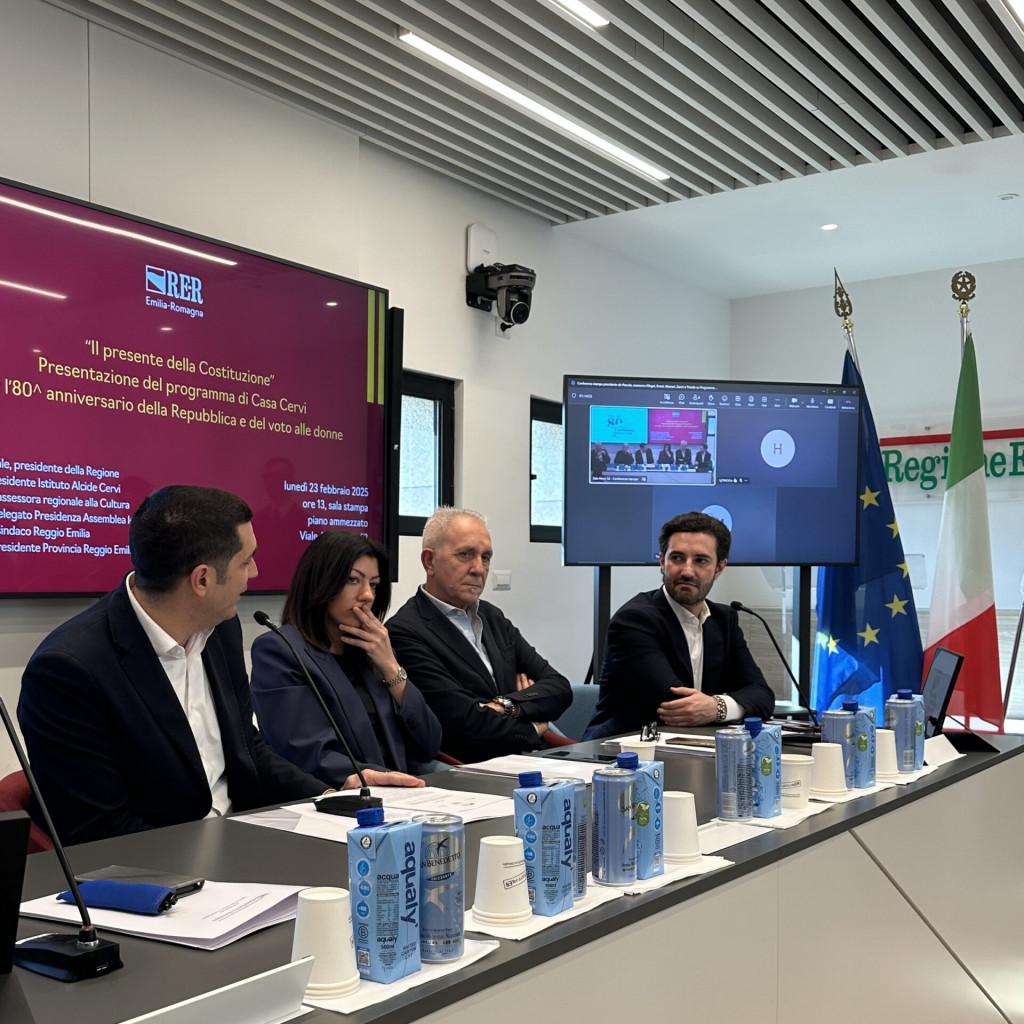 Da sinistra a destra: Michele De Pascale, Gessica Allegni, Paolo Trande e Giorgio Zanni.