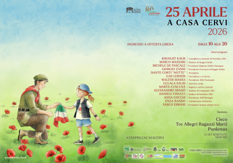 La locandina del 25 aprile 2026 a Casa Cervi