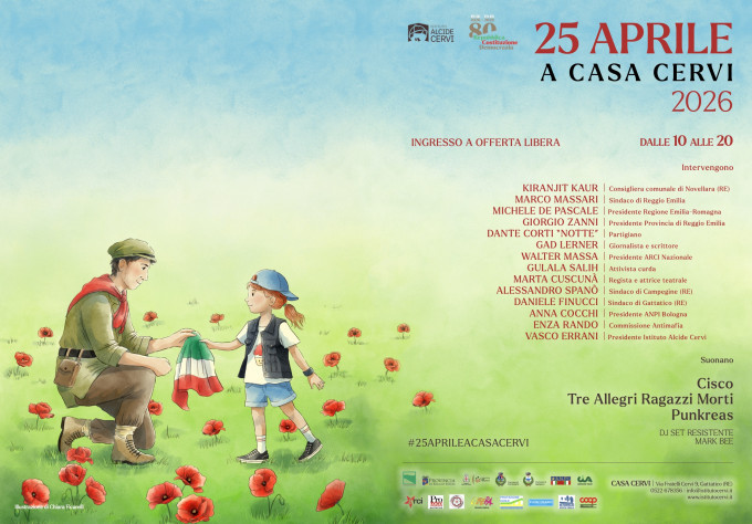 La locandina del 25 aprile 2026 a Casa Cervi