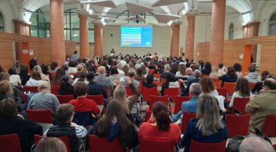 L'aula magna Pietro Manodori piena in occasione dell'incontro con studenti e famiglie